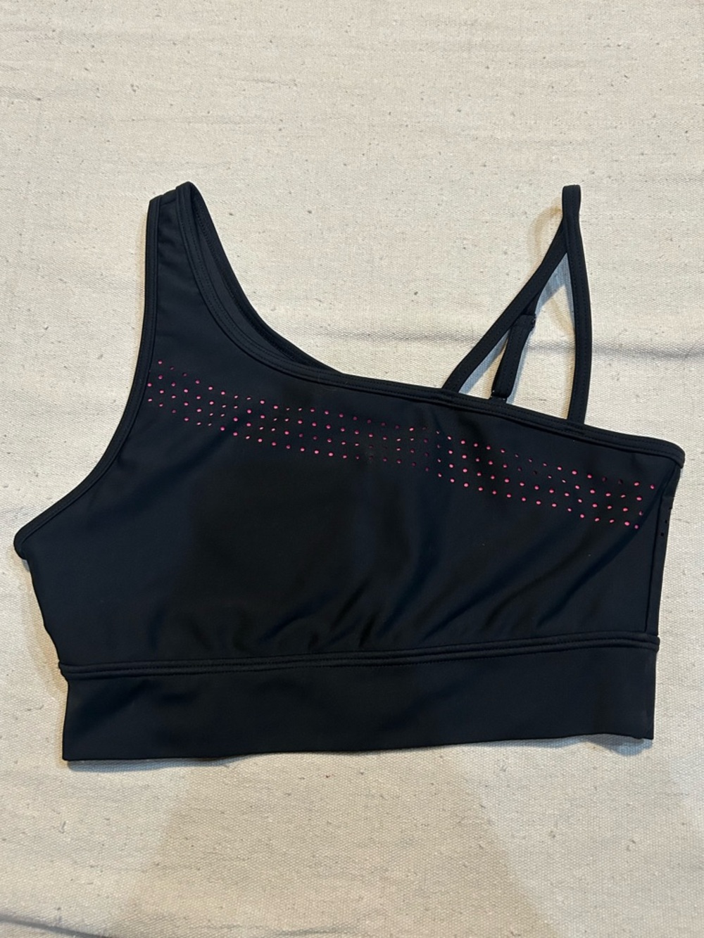 BuffBunny Asymmetric Black and Pink Sports Bra